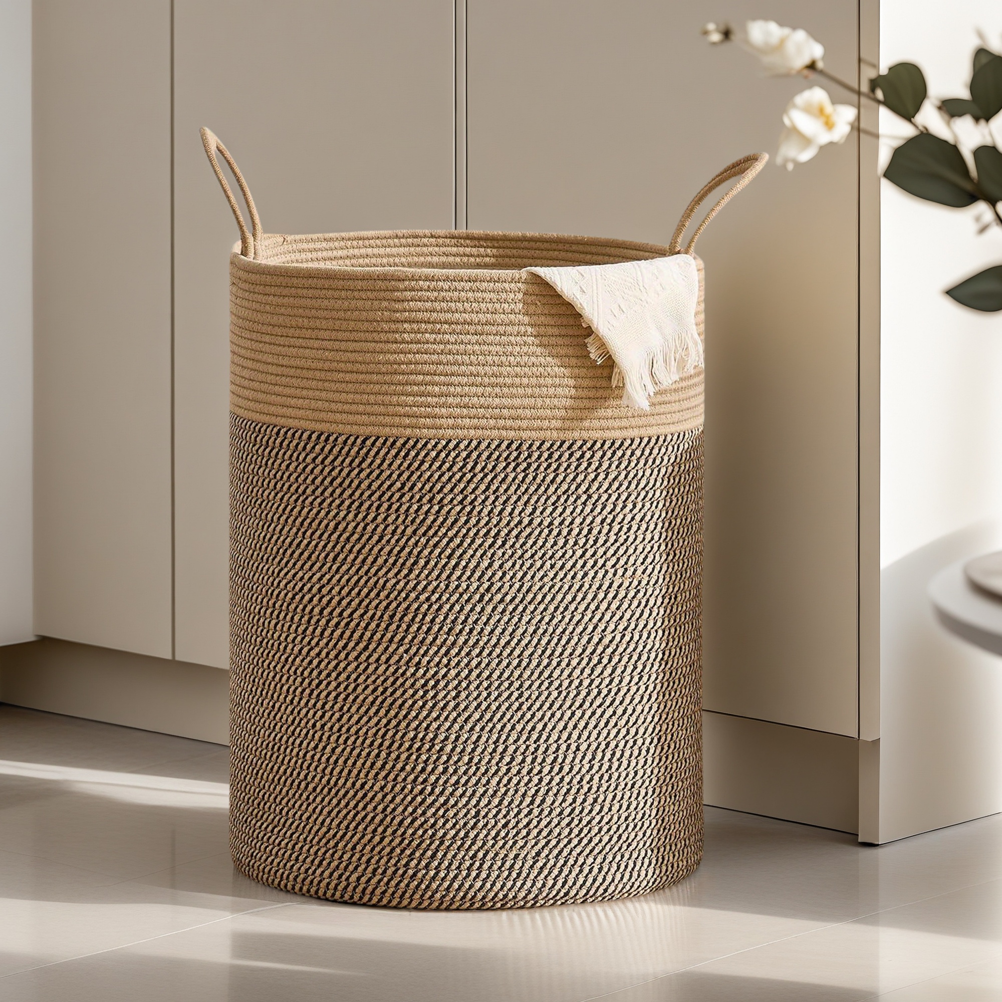 Baby Clothing Hamper - Large Storage Basket Tall Woven Decorative