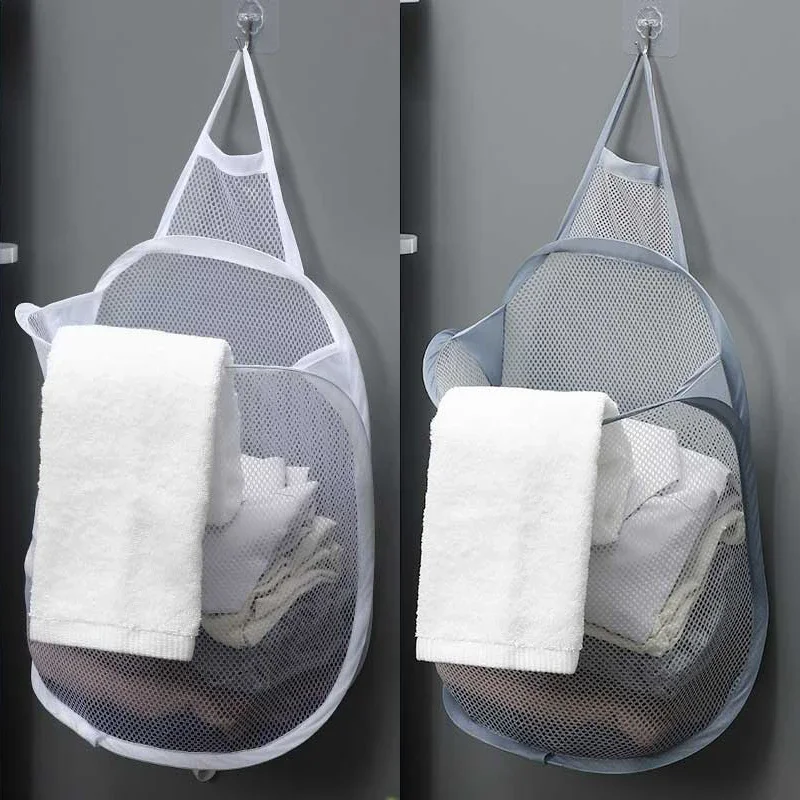 Baby Clothing Hamper - Hanging Laundry Basket Foldable Mesh Storage